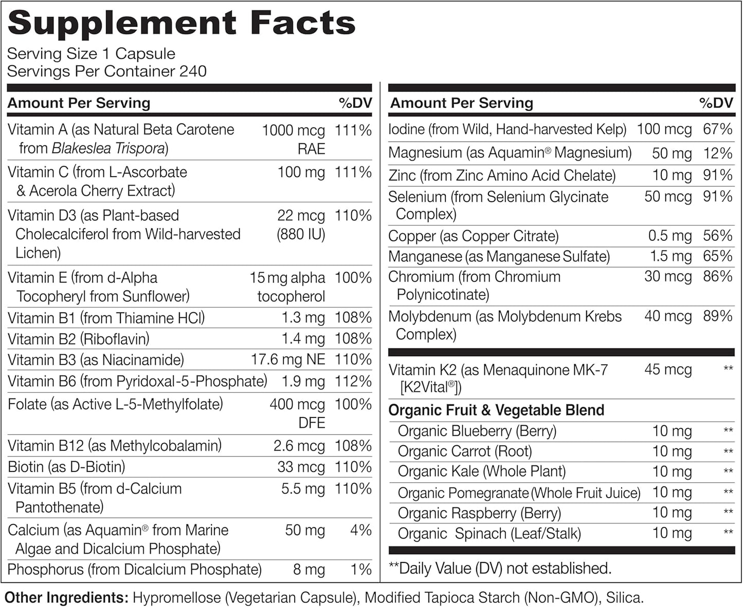 NATURELO Multivitaminas para hombre, un multivitamínico diario para...