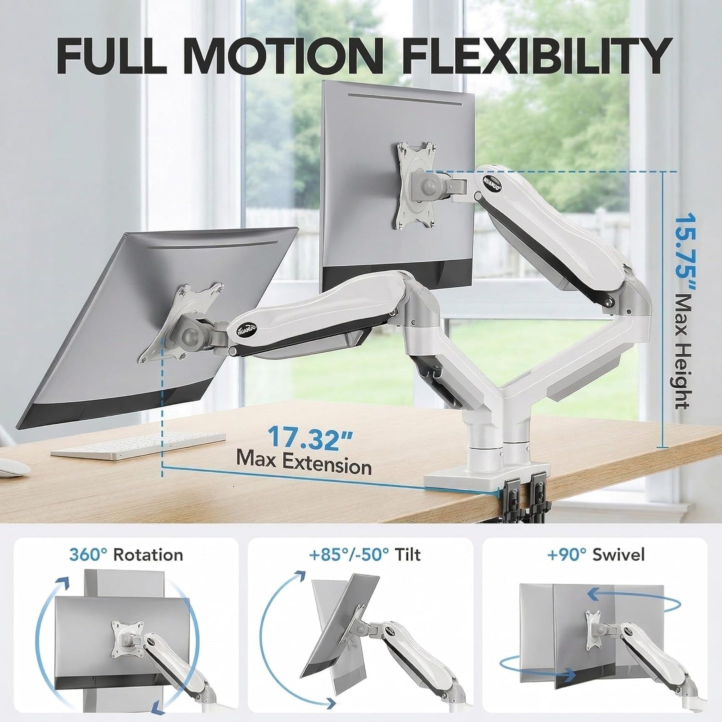 HUANUO Soporte para Monitor Dual - Soporte de Escritorio para Monit...