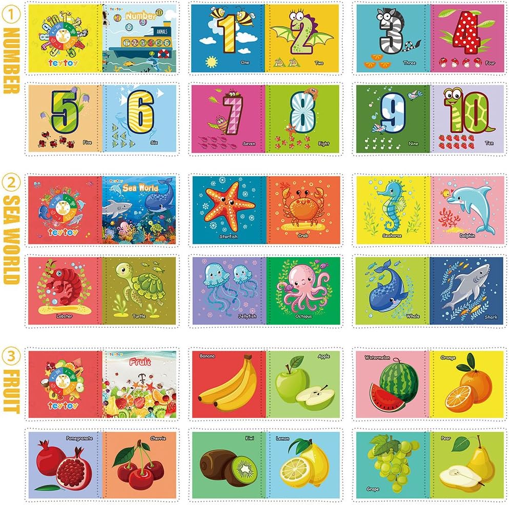 My First Soft Book, teytoy - Tela no tóxica para bebé, libros suaves arrugados para bebés, niños y niñas, juguetes educativos tempranos (paquete de 12)