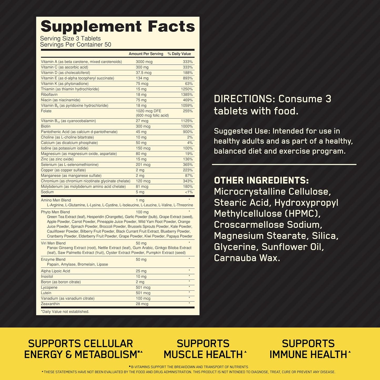 Optimum Nutrition Opti-Men, Vitamina C, Zinc y Vitamina D, E, B12 p...