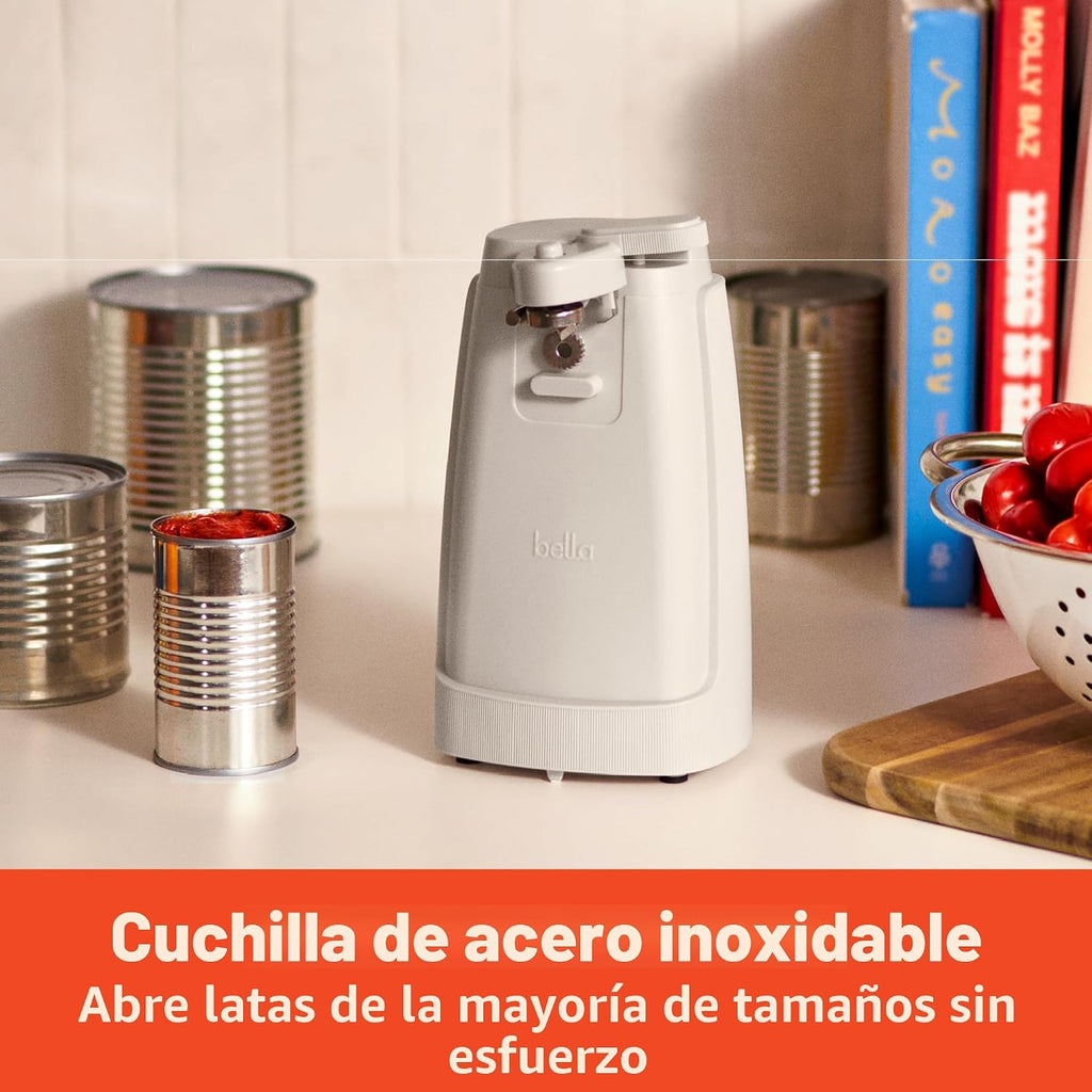bella Abrelatas eléctrico y afilador de cuchillos, palanca de corte...