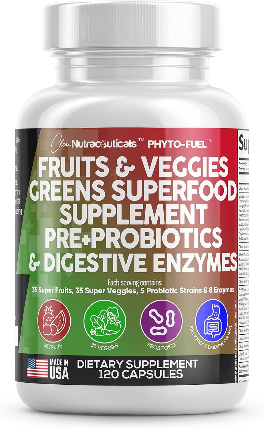 Clean Nutraceuticals Suplemento de frutas y verduras Superalimento...