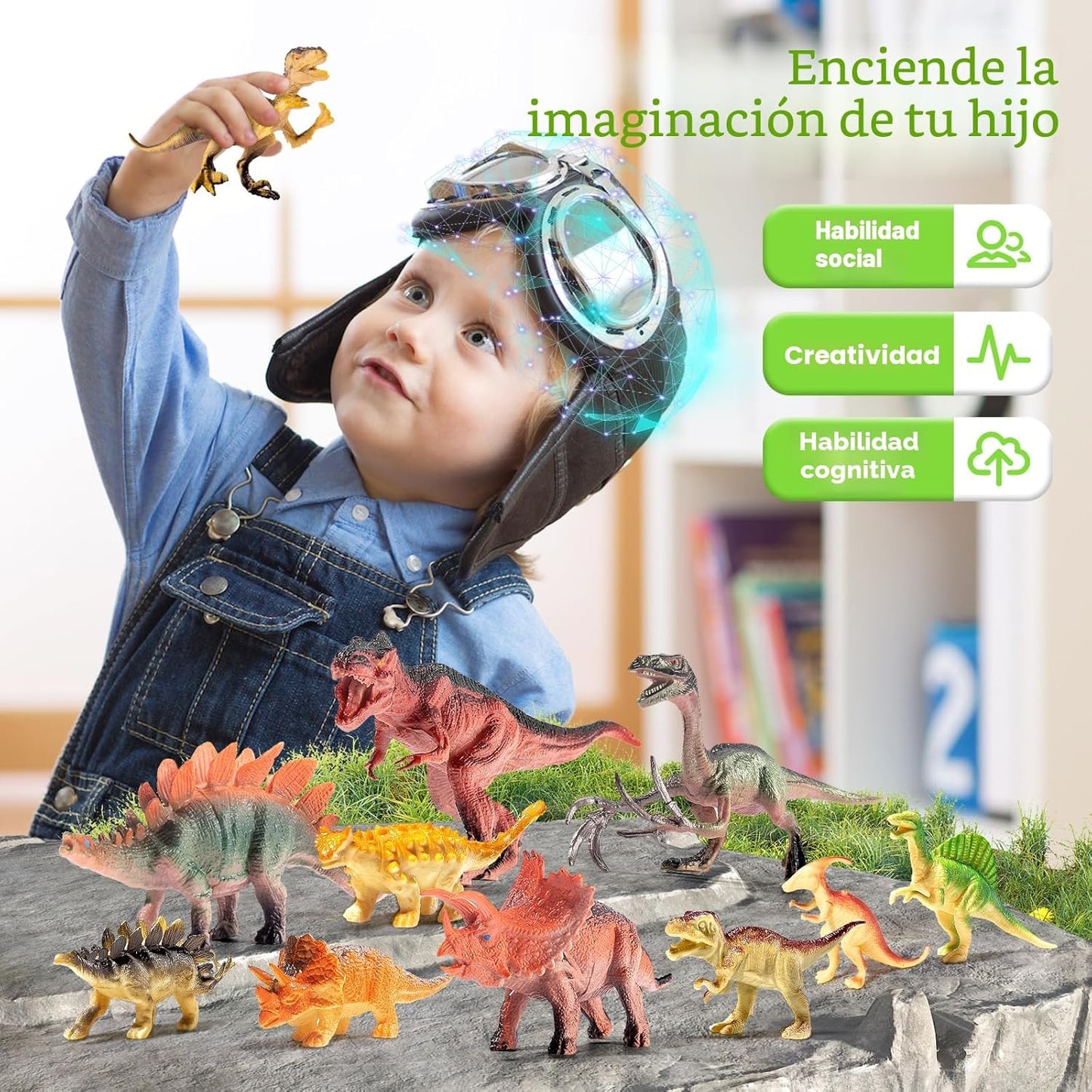 RISUNTOY - Juguetes de dinosaurios para niños de 3 a 5 años, juego...