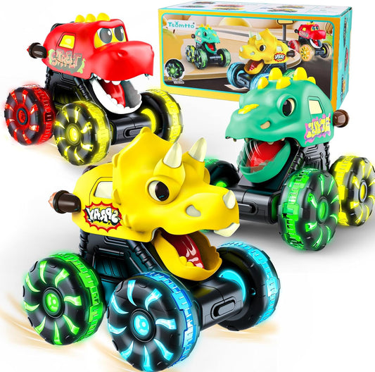 Juguetes de Camiones Monstruo y Autos de Dinosaurio para Niños Pequeños de 1 a 3, Autos a Presión y Camiones de Juguetes para Niños de 1, 2, 3, 4, 5 Años, Regalo para Niños y Niñas, Autos de