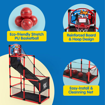 JOYIN Juego de baloncesto arcade rojo, aro de baloncesto interior p...