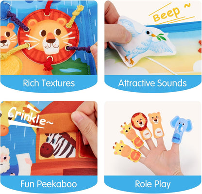 hahaland Noah's Ark Toy Busy Book para niños pequeños de 1 a 3 años - Regalos de bautismo para niños y niñas - Juguetes Montessori para niños de 1 año, aprendizaje temprano sensorial educativo