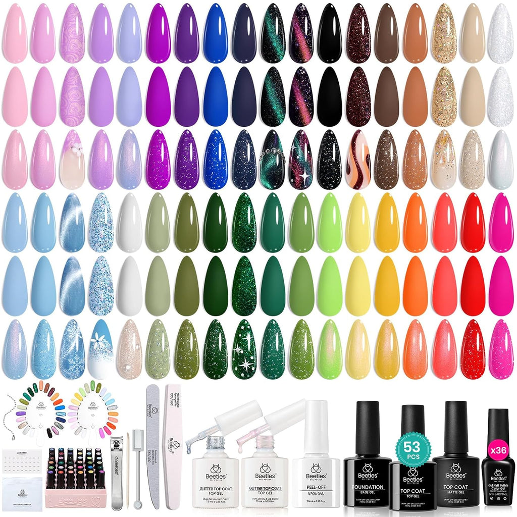 Beetles - Kit de esmalte de uñas de gel con luz UV, 80 unidades, 55...