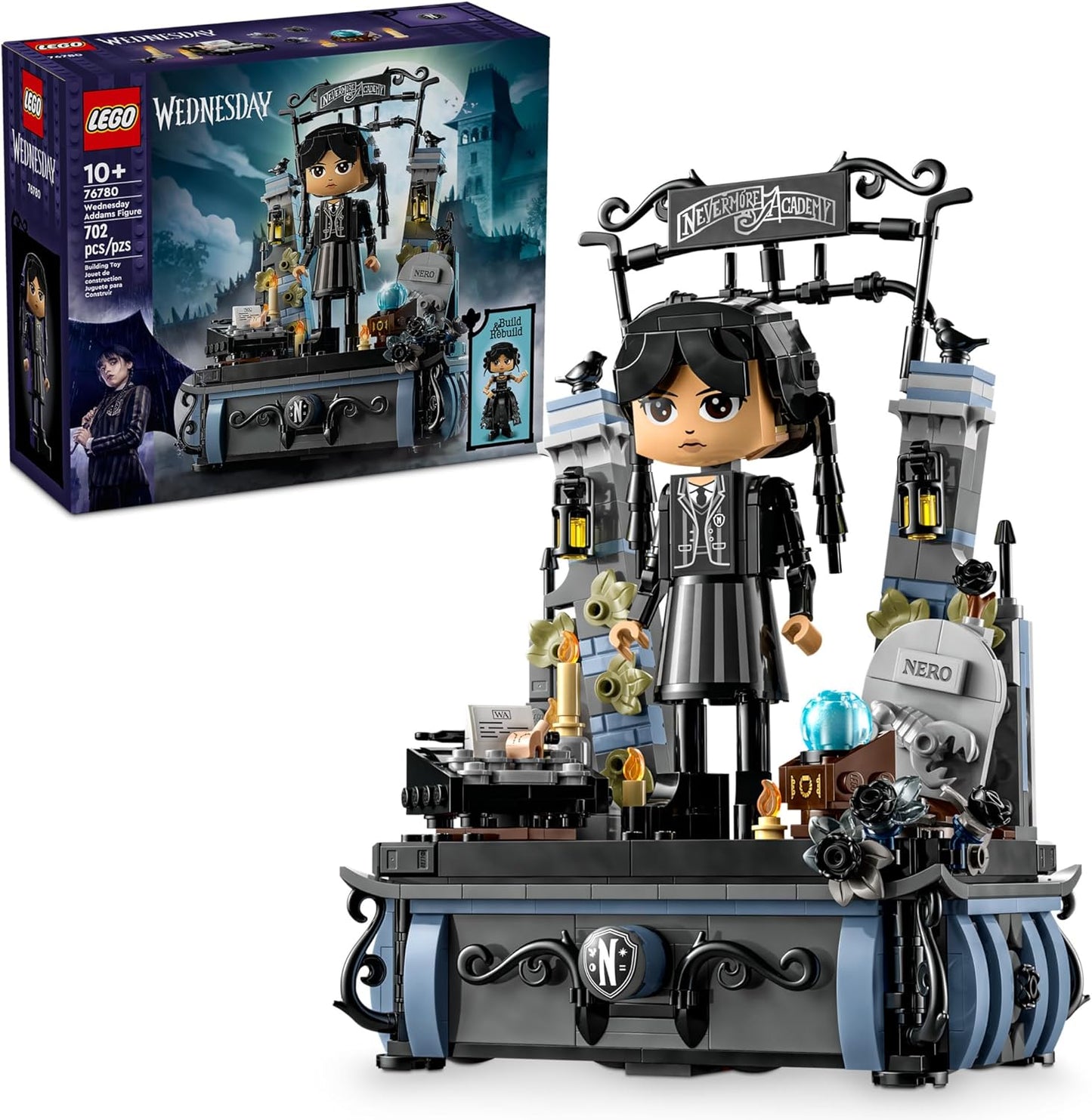 LEGO Figura Wednesday Addams, juguete de construcción para niños, niñas y niños, a partir de 10 años, muñeca coleccionable de Wednesday Addams con exhibición para fanáticos, idea de regalo para