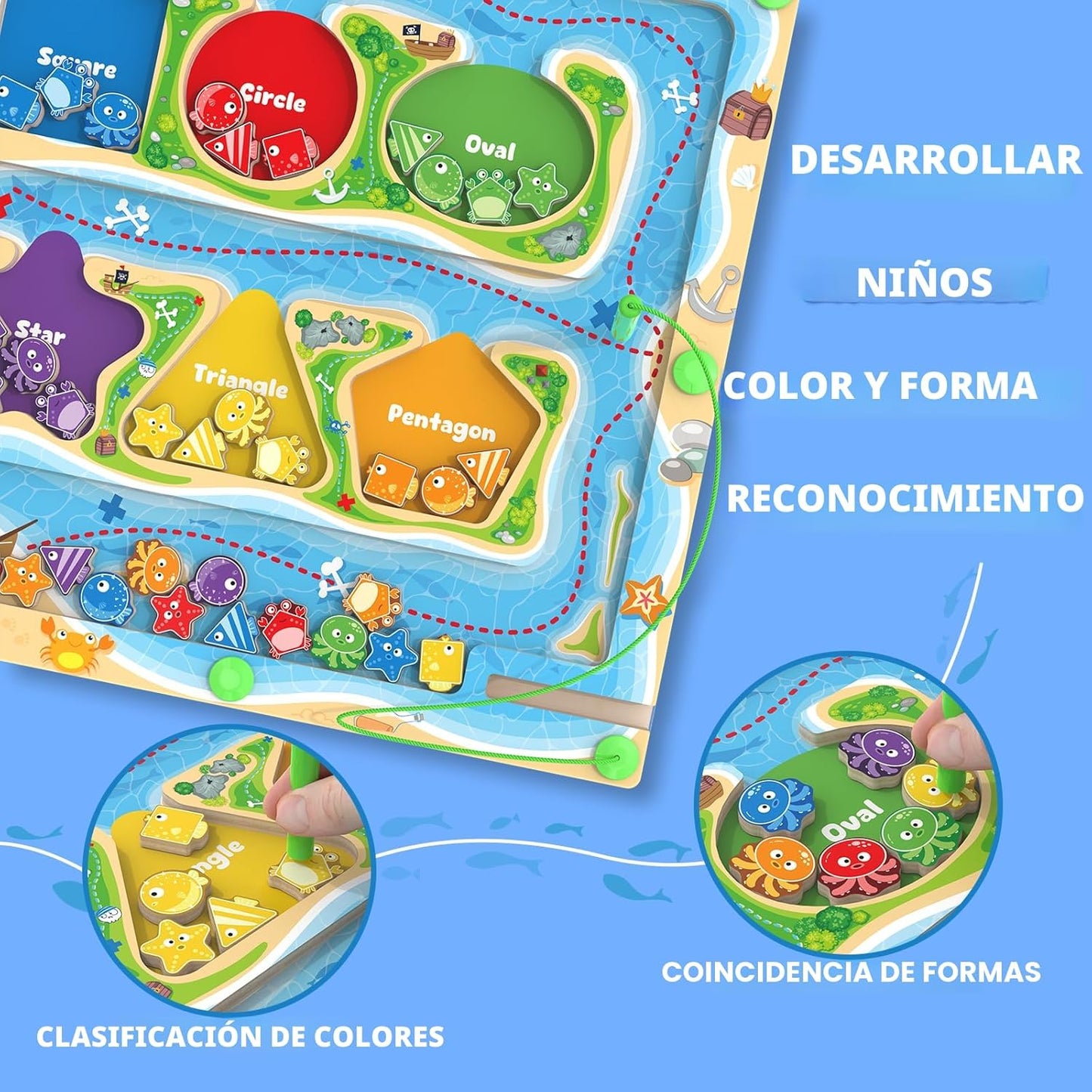 MTYOKILN Laberinto magnético de colores y formas: juguetes Montesso...