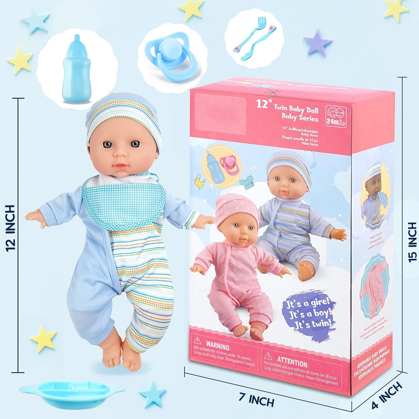 Muñecas bebés gemelas de Toy Choi's - Muñecas de 12 pulgadas de...