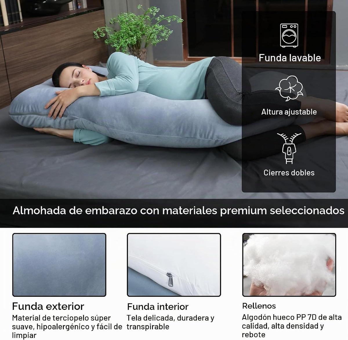 MOON PARK-Almohadas de embarazo y maternidad de cuerpo completo par...