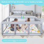 Fshibila Corralito grande para bebés de 74 x 50 pulgadas, corralito...