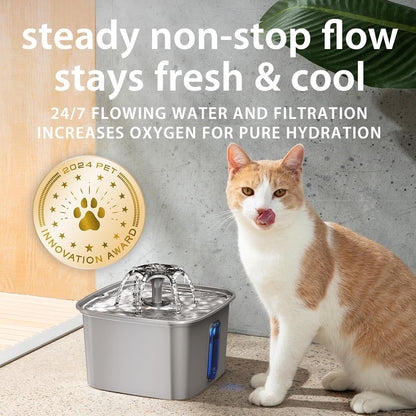 Veken - Filtro de agua para gatos de acero inoxidable ganador del p...