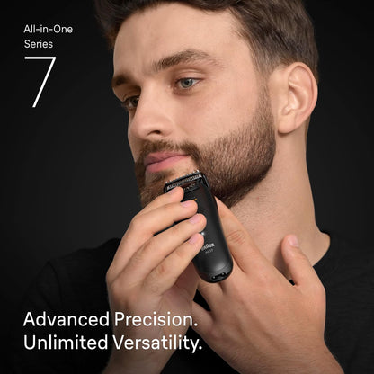 Braun Serie 7 todo en uno Kit de aseo para barba y cuerpo para hombres, recortadora inalámbrica, cortadora de pelo y afeitadora para cara, cabello y cuerpo con maquinilla de afeitar Gillette ProGlide