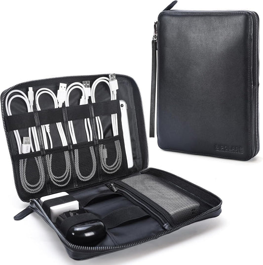 Polare - Organizador de cables de viaje de cuero de grano completo,...