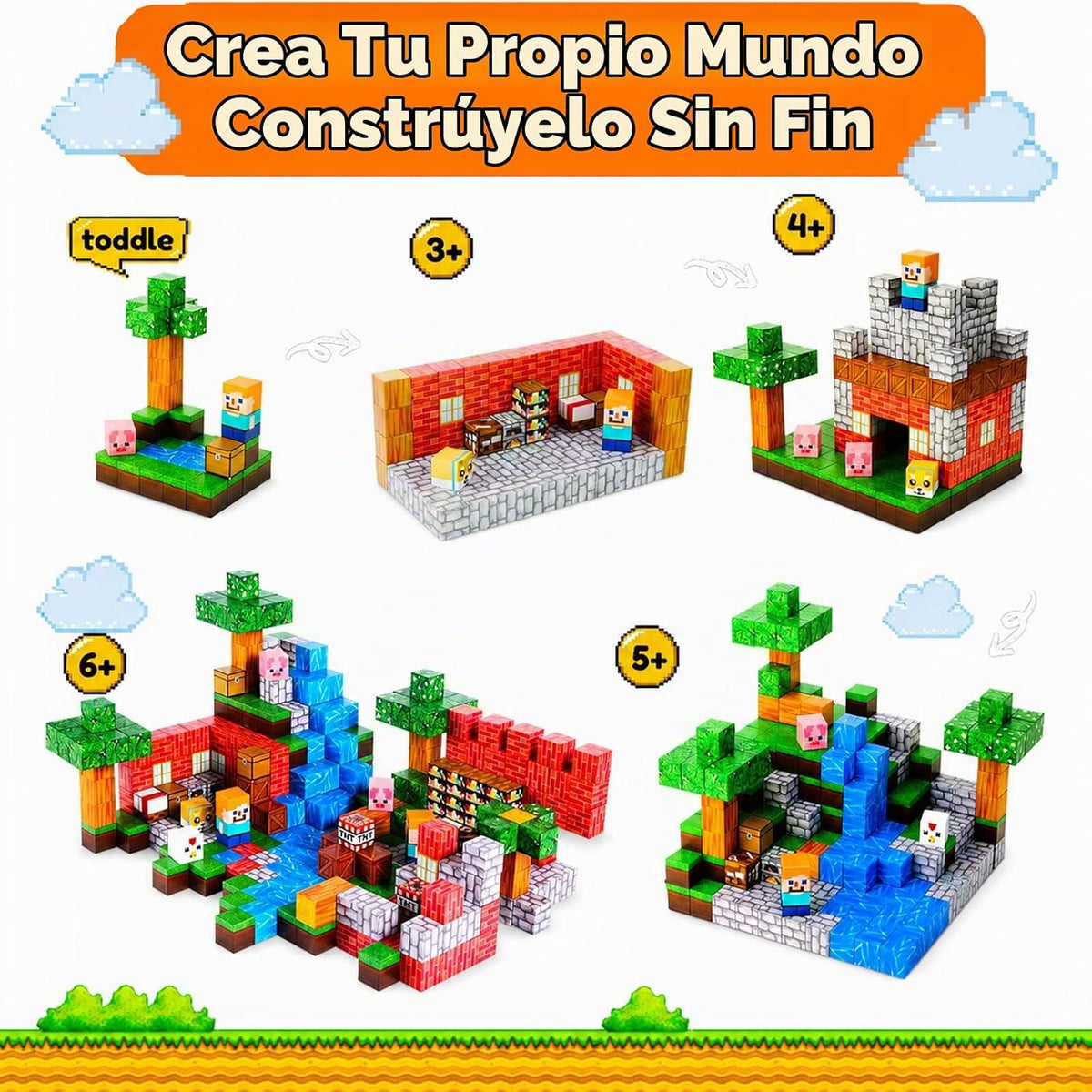 RiteHold Bloques magnéticos para niños de 3 a 8 años, 100 cubos de...