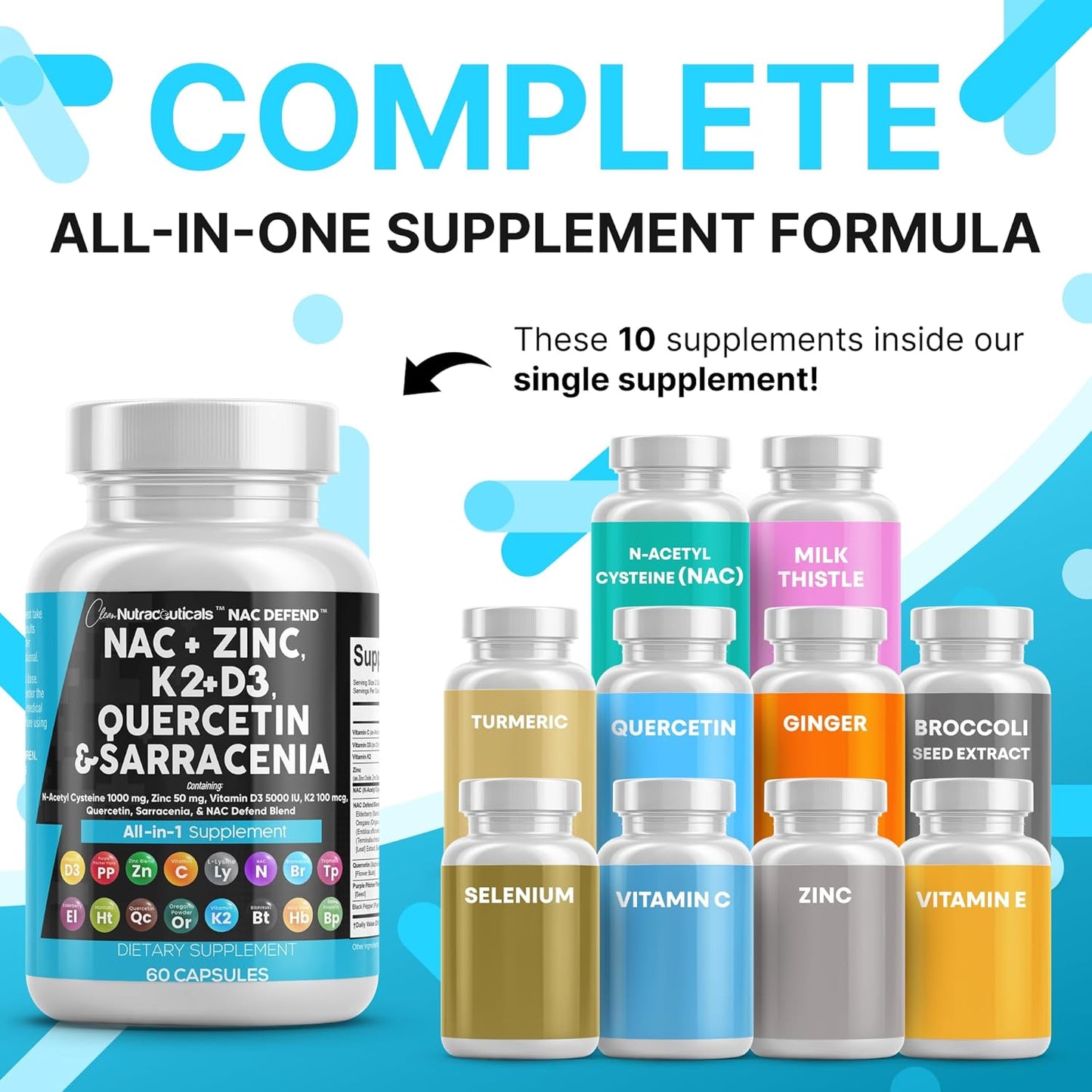 Suplemento de NAC de Clean Nutraceuticals N-Acetil Cisteína Vitamin...