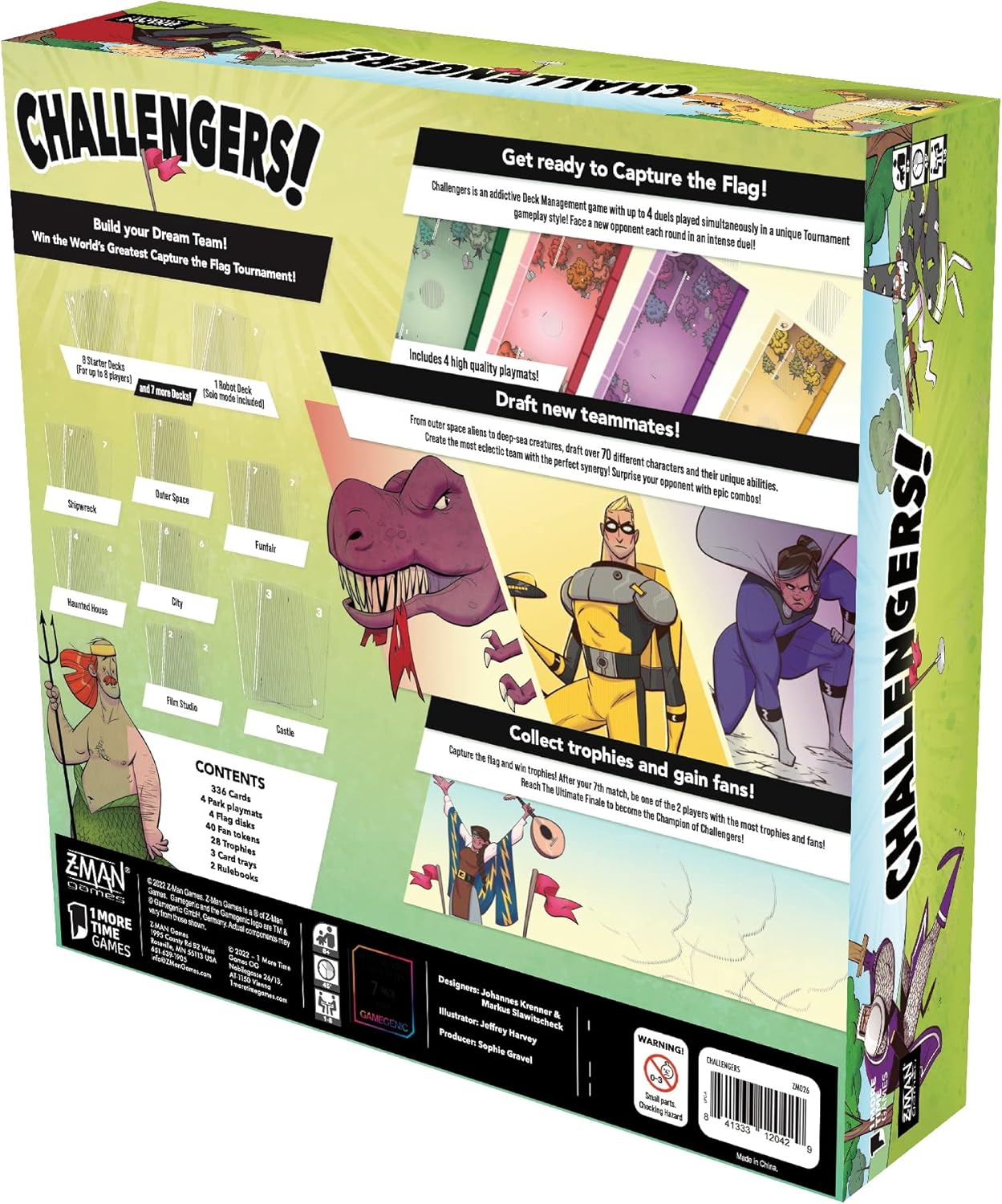 Juego de cartas Asmodee Challengers - ¡Reúne el equipo de tus sueños y captura la bandera! Juego de estrategia de gestión de mazos, divertido juego familiar para niños y adultos, a partir de 10 años