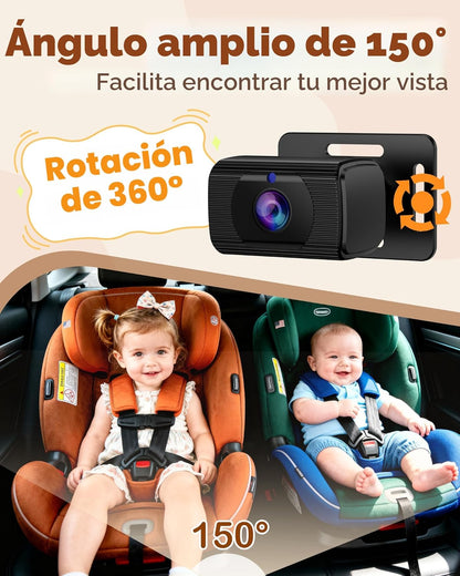 Rohent Cámara de coche para bebé HD 1080P - Monitor infantil orient...