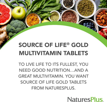NaturesPlus Source of Life Gold Multivitamínico - 180 tabletas - Ap...