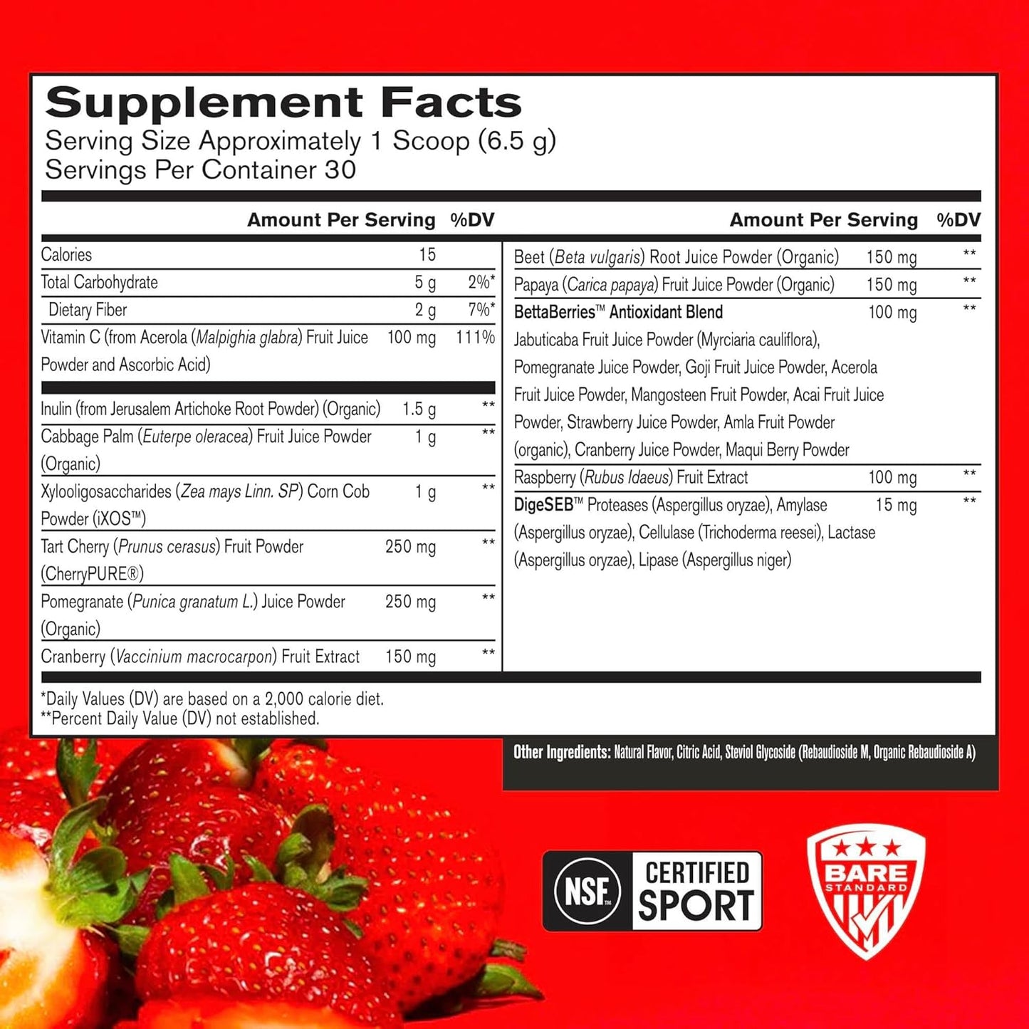 Bare Performance Nutrition, Strong Reds - Superalimento en polvo, s...