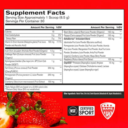 Bare Performance Nutrition, Strong Reds - Superalimento en polvo, s...