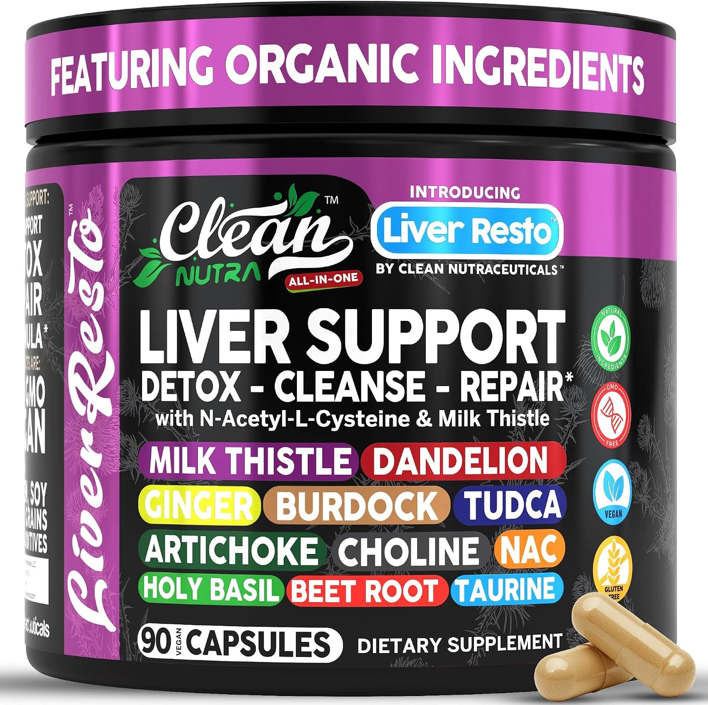 Clean Nutraceuticals Limpiador de Hígado Desintoxicación y Reparaci...