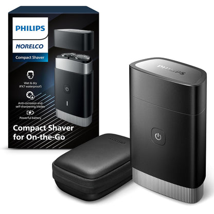Philips Norelco Afeitadora portátil, afeitadora eléctrica húmeda y seca para llevar, sistema de cuchillas ComfortCut, cabezales flotantes 3D, diseño compacto, batería potente, modelo PQ888/81