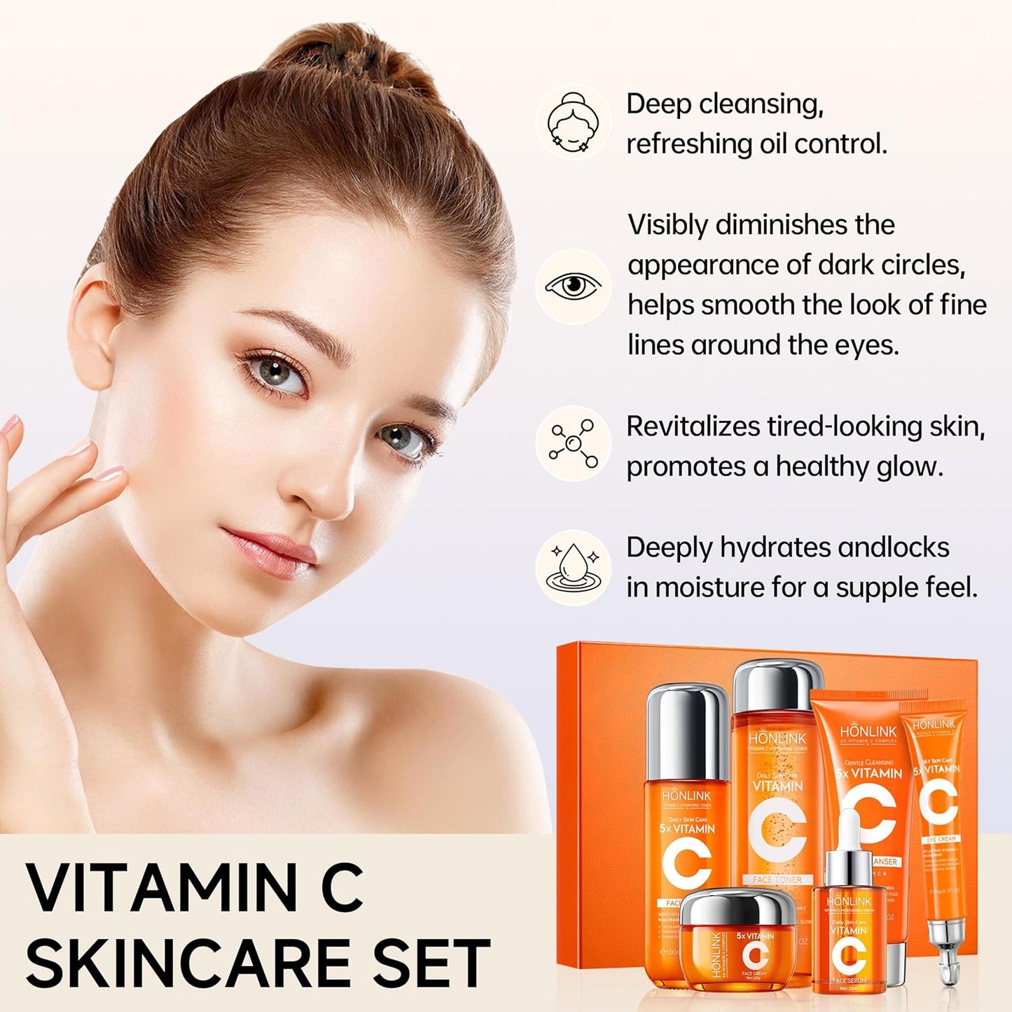 Juego de 6 piezas para el cuidado de la piel hidratante con vitamin...