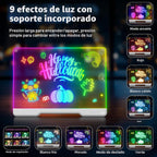 Tablero de notas LED Doodle Glow recargable de 16 pulgadas, 7 modos...