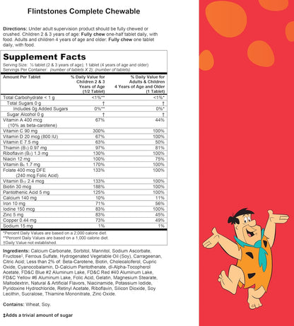 Flintstones Vitamins Vitaminas masticables para niños, multivitamín...