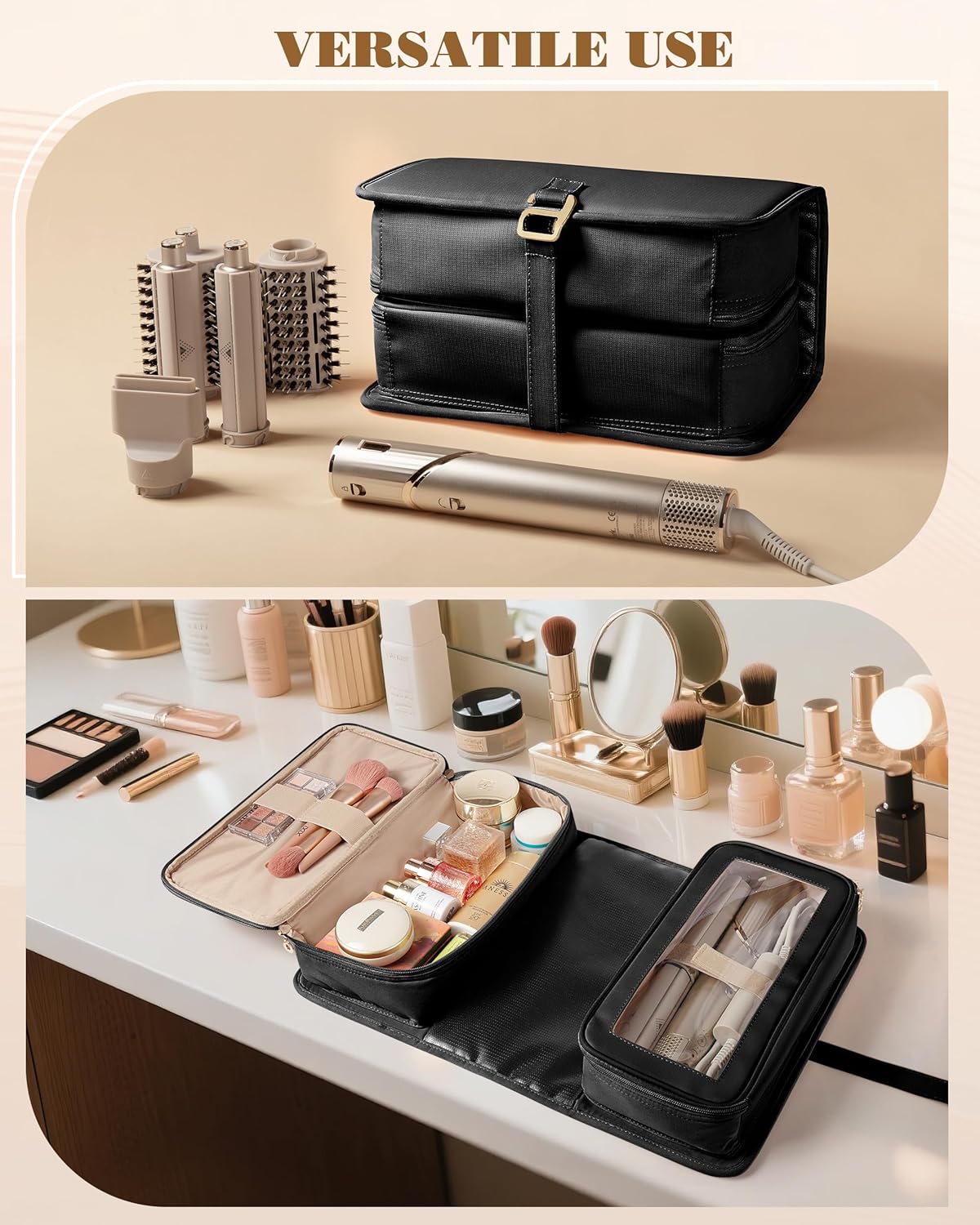 Marscamd Bolsa de viaje para herramientas para el cabello con alfom...