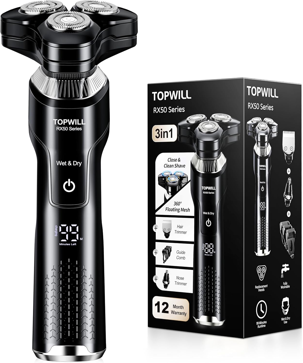 Afeitadora eléctrica para hombres, nueva maquinilla de afeitar y re...