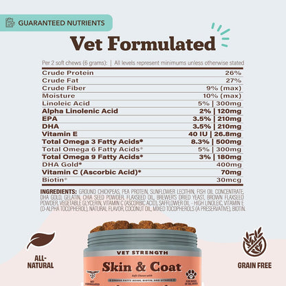 Natural Dog Company Vet Strength Omega Masticables para la Piel y e...