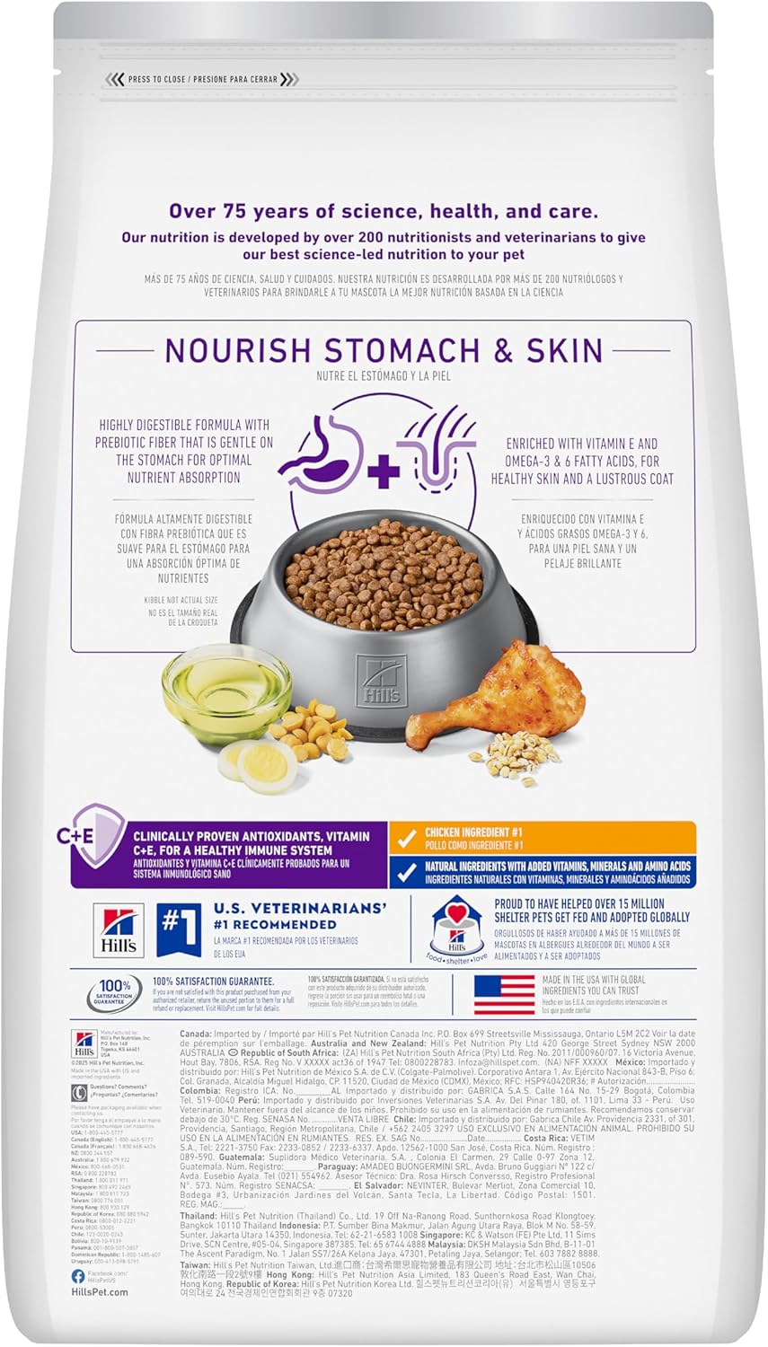 Hill's Science Diet Alimento seco para perros adultos con estóm...