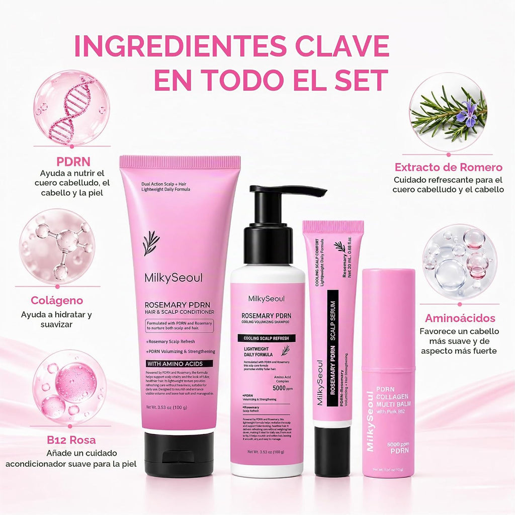 Rosemary PDRN - Juego de cuidado del cabello con barra de colágeno...