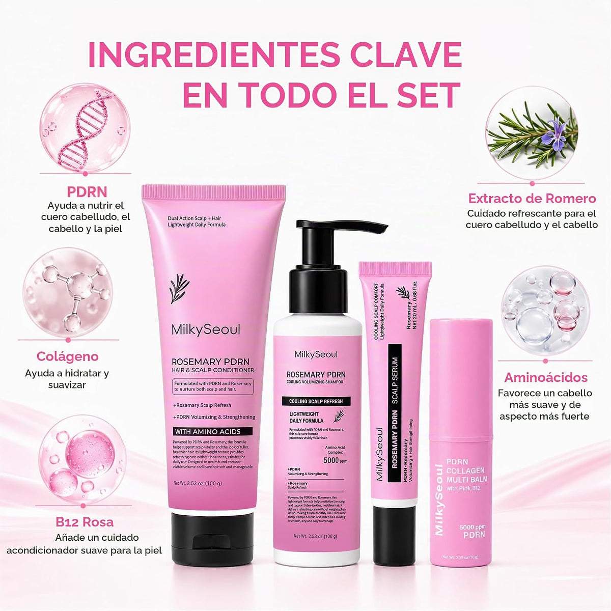 Rosemary PDRN - Juego de cuidado del cabello con barra de colágeno...