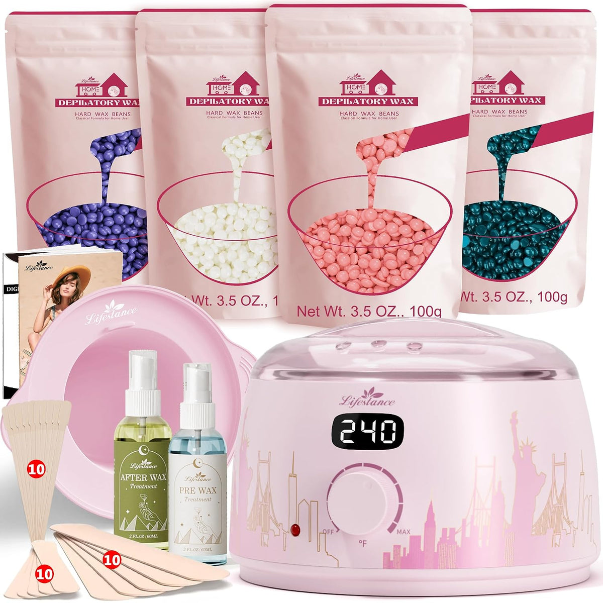 Lifestance Kit de Depilación para Mujeres y Hombres - Calentador Di...