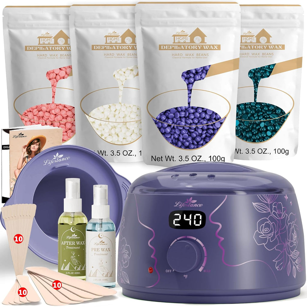 Lifestance Kit de depilación para mujeres y hombres - Calentador di...