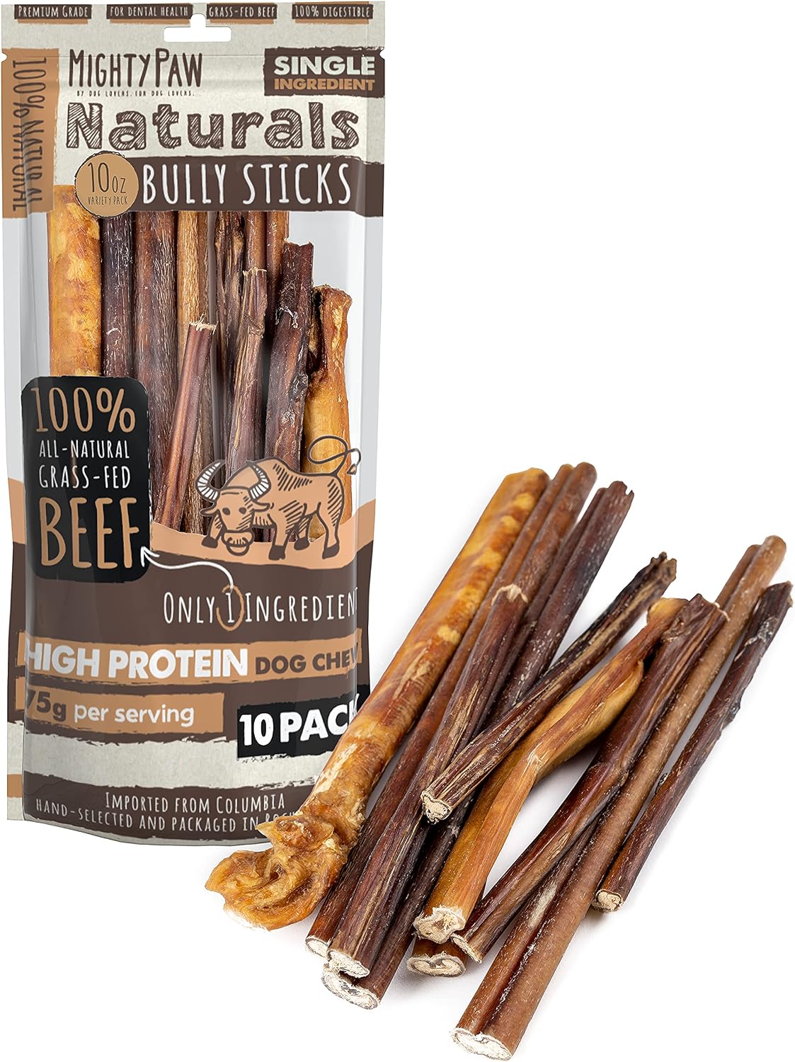 Mighty Paw Naturals Paquete Variado de Bully Sticks para Perros - M...