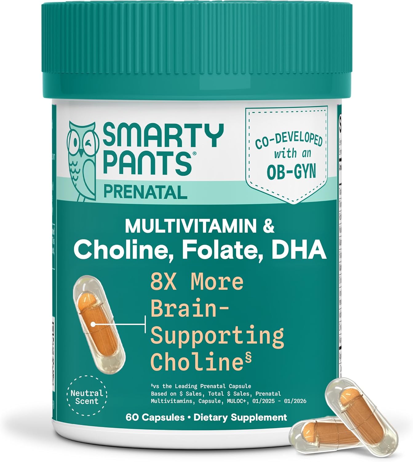 SmartyPants Cápsulas multivitamínicas prenatales para mujer, vitami...