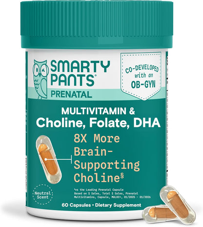 SmartyPants Cápsulas multivitamínicas prenatales para mujer, vitami...