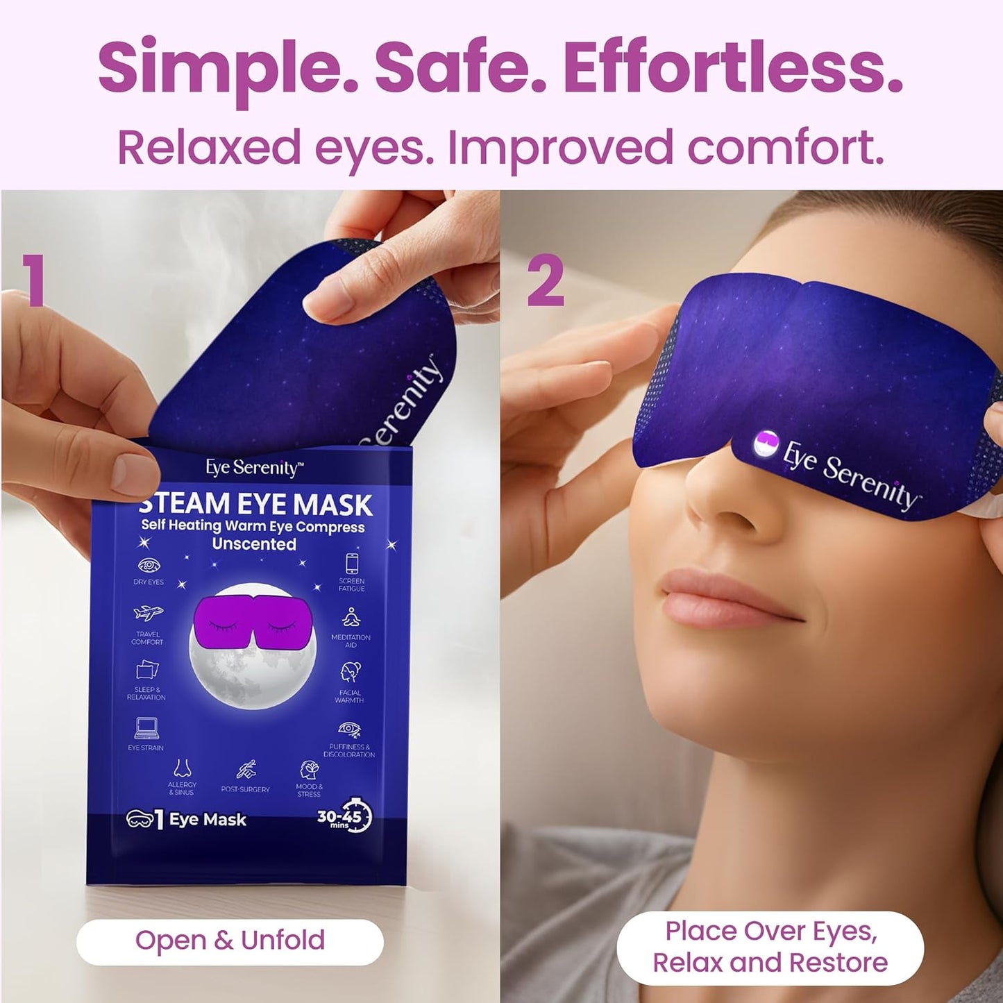 Lure Essentials Máscara de ojos de vapor, máscara de ojos calentada...