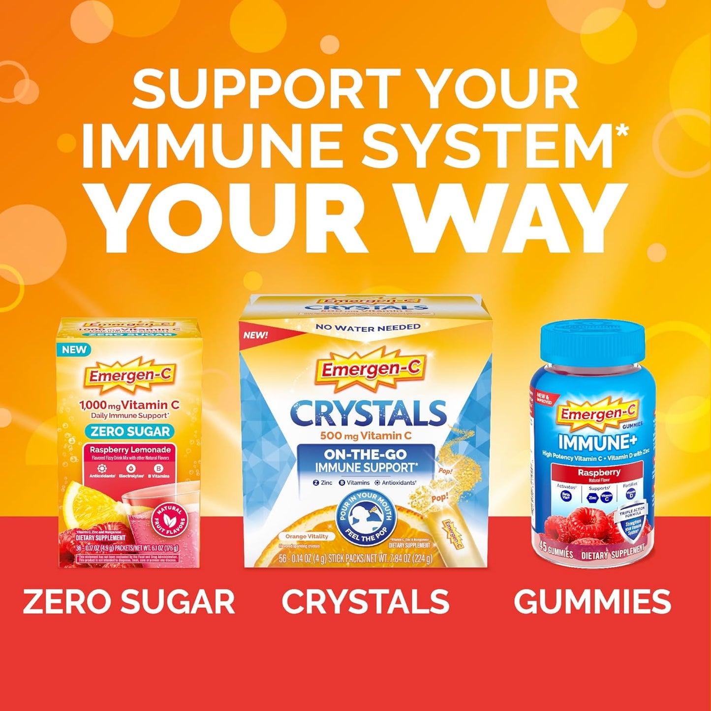 Emergen-C Polvo de apoyo inmunológico de 1000 mg de vitamina C mand...