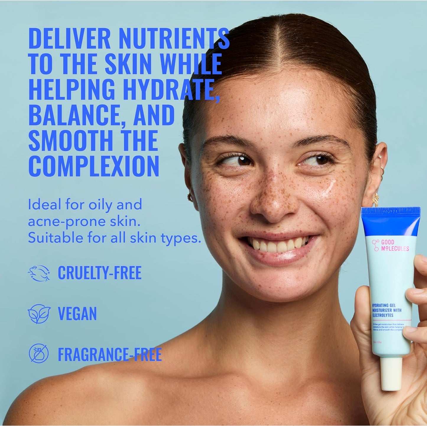Good Molecules Hidratante en Gel – Gel Hidratante Ligero a Base de Agua, Hidratante Rápida Absorción Libre de Aceite para Piel Grasa y Mixta con Electrolitos Hidratantes, Cuidado Facial Sin Fragancia