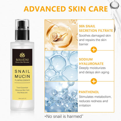 Suero relleno de mucina de caracol de alta concentración 3.4 fl oz 3.38 onzas líquidas, suero hidratante con caracol, reduce las arrugas y líneas finas, suaviza la piel facial