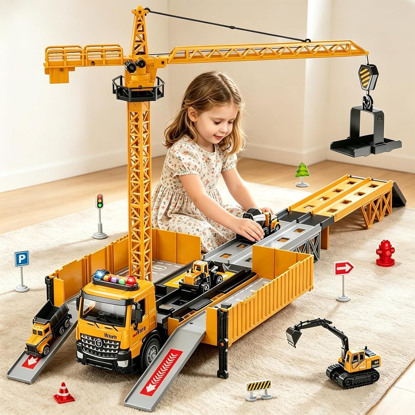 Camiones Transportadores de Carreras para Niños, Juguetes de Camion...