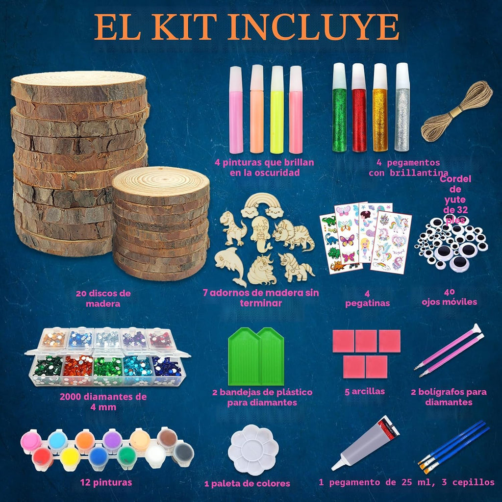 klmars Kit de pintura de madera para niños, que brilla en la oscuri...
