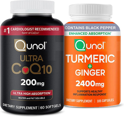 Qunol CoQ10 y cúrcuma: CoQ10 200 mg, 60 cápsulas blandas y curcumin...