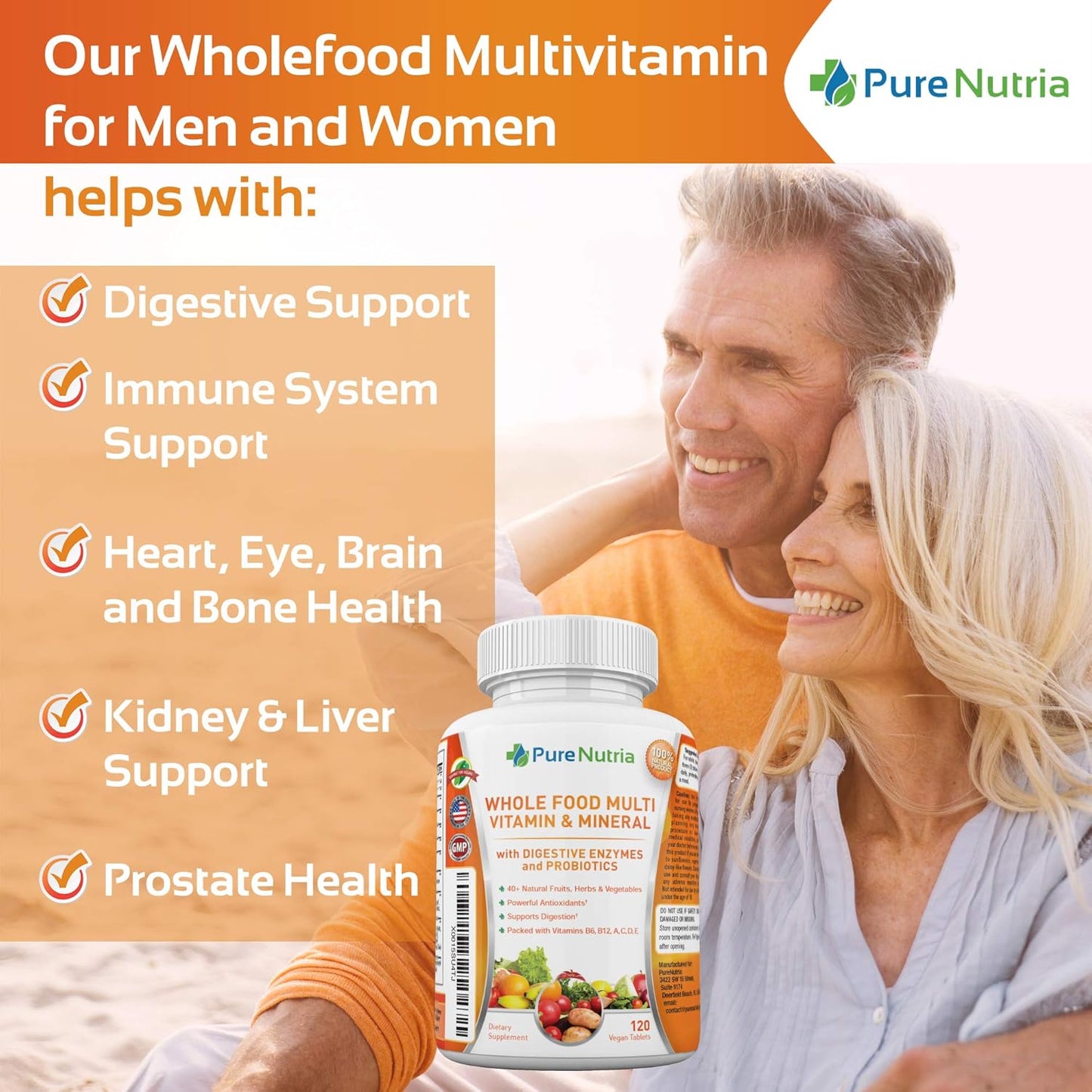 Multivitaminas y minerales integrales con enzimas probióticas \u201...